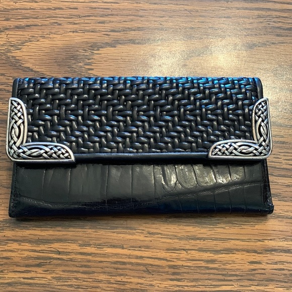 Brighton Womens Black Leather full sized wallet for phone card & even checkbook. - Picture 1 of 9